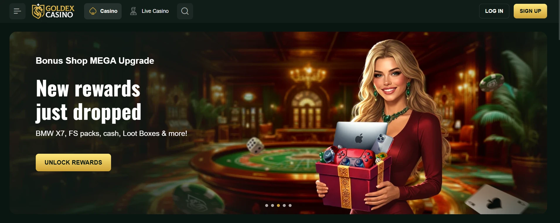 Goldex Casino main page for players
